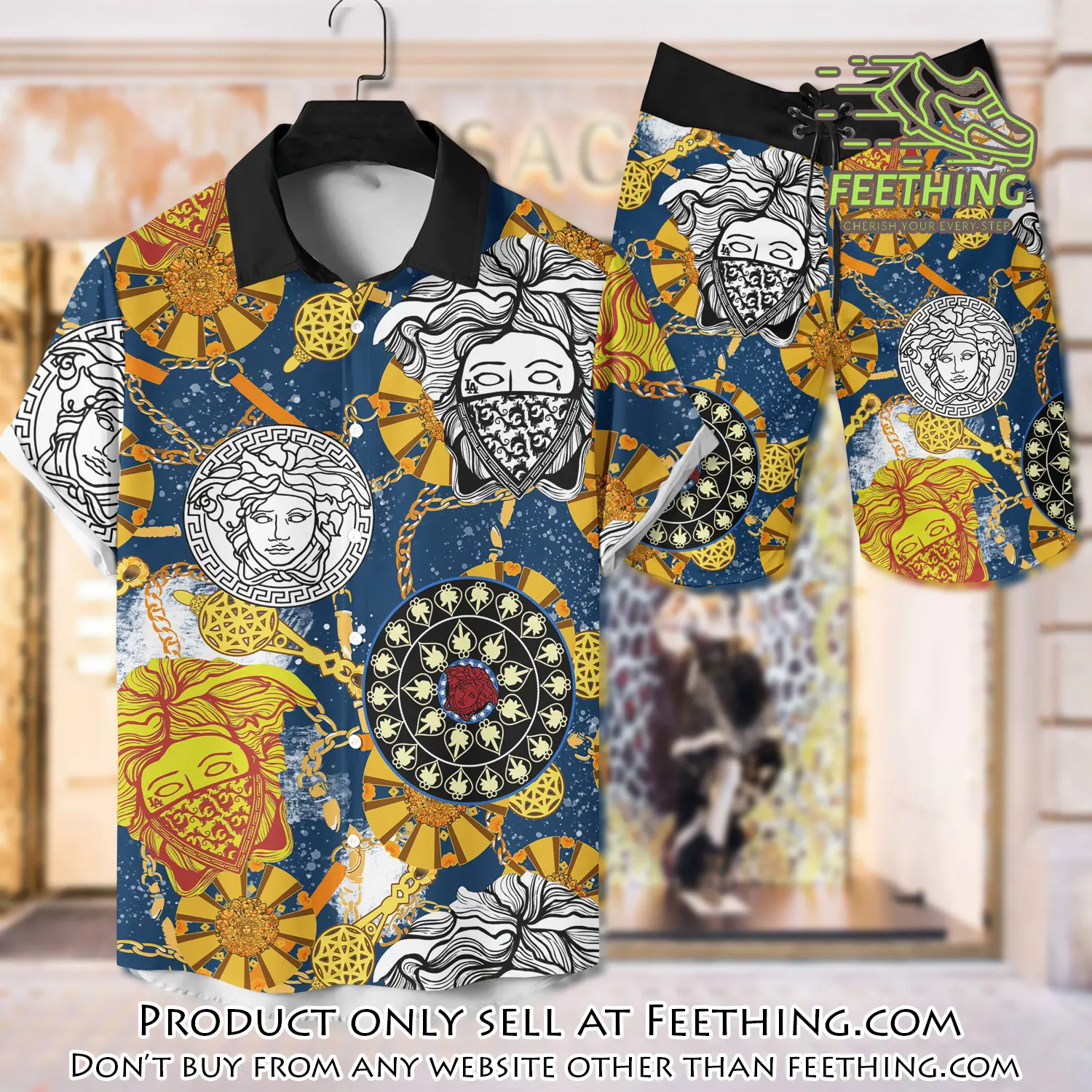 Versace luxury hawaiian shirt & short set lhs1210 ft3731586
